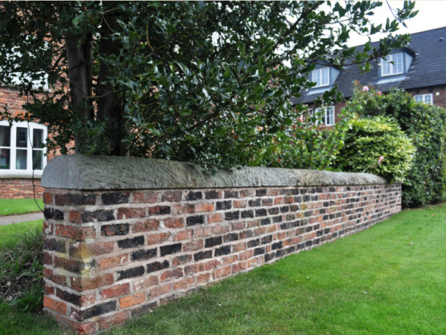 Garden wall attached to Lawsons Farmhouse